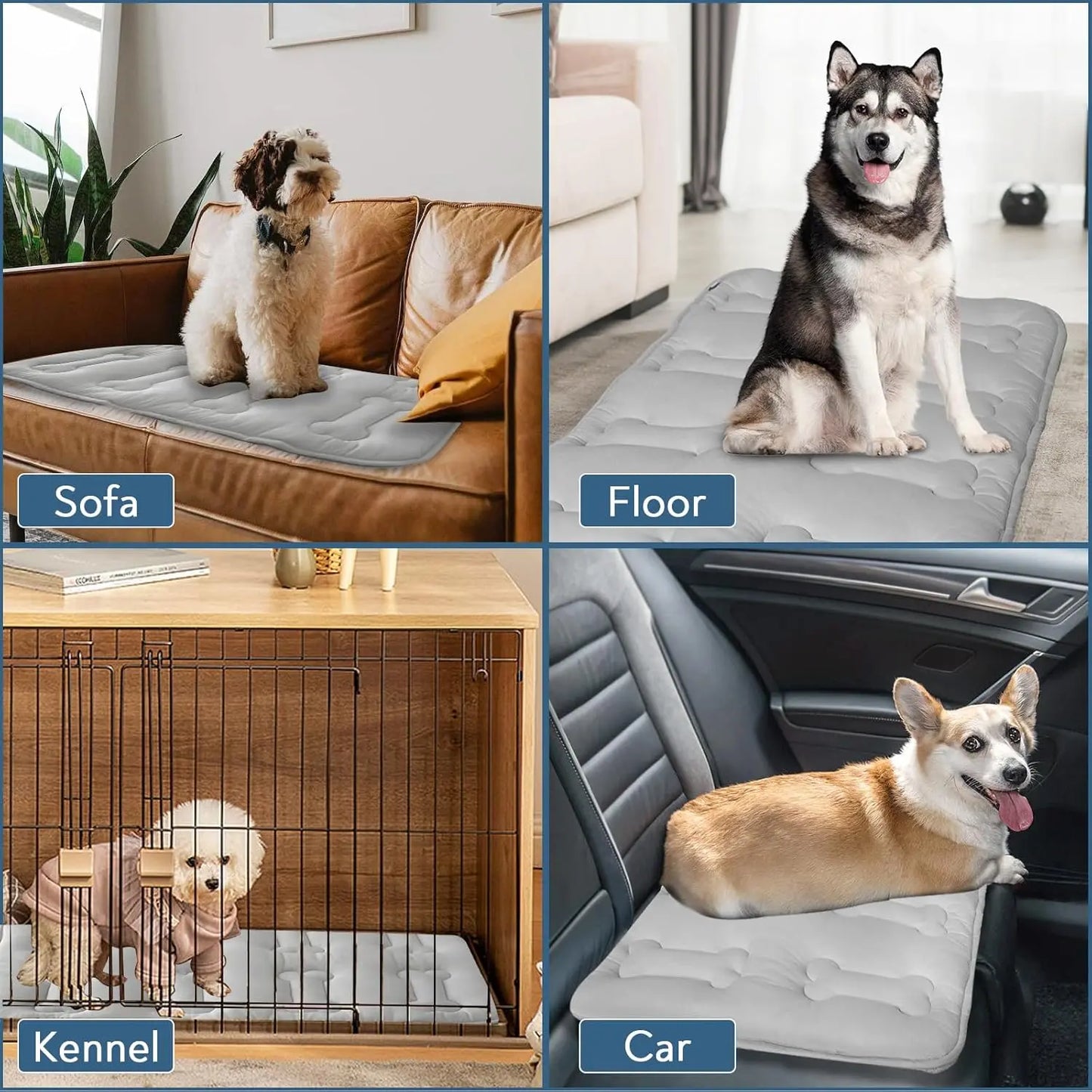 2-Pack Premium Thicker Dog Cooling Mats for Pets, Durable Non-Slip Instant Cooling Pads for Summer, Portable and Washable Indoor/Outdoor Bed for Large Dogs and Cats