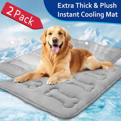 2-Pack Premium Thicker Dog Cooling Mats for Pets, Durable Non-Slip Instant Cooling Pads for Summer, Portable and Washable Indoor/Outdoor Bed for Large Dogs and Cats