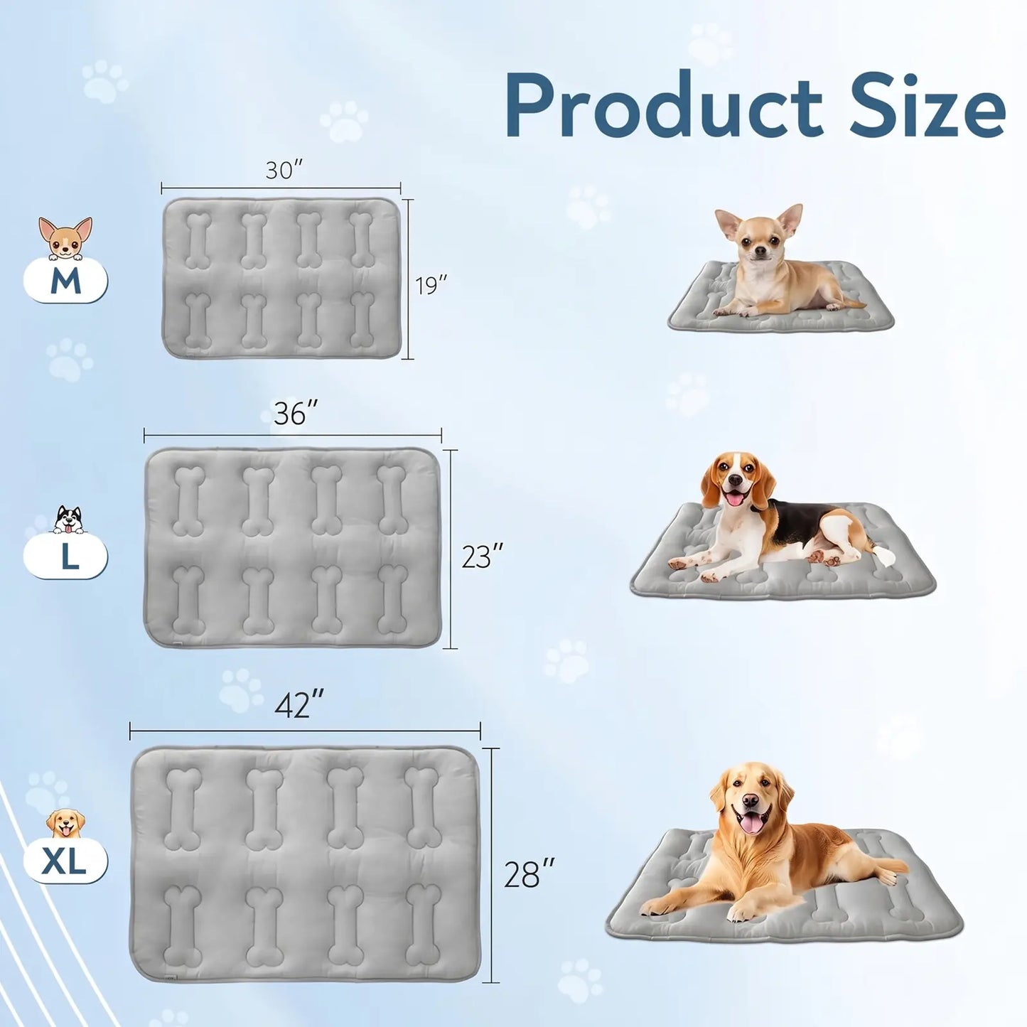 2-Pack Premium Thicker Dog Cooling Mats for Pets, Durable Non-Slip Instant Cooling Pads for Summer, Portable and Washable Indoor/Outdoor Bed for Large Dogs and Cats
