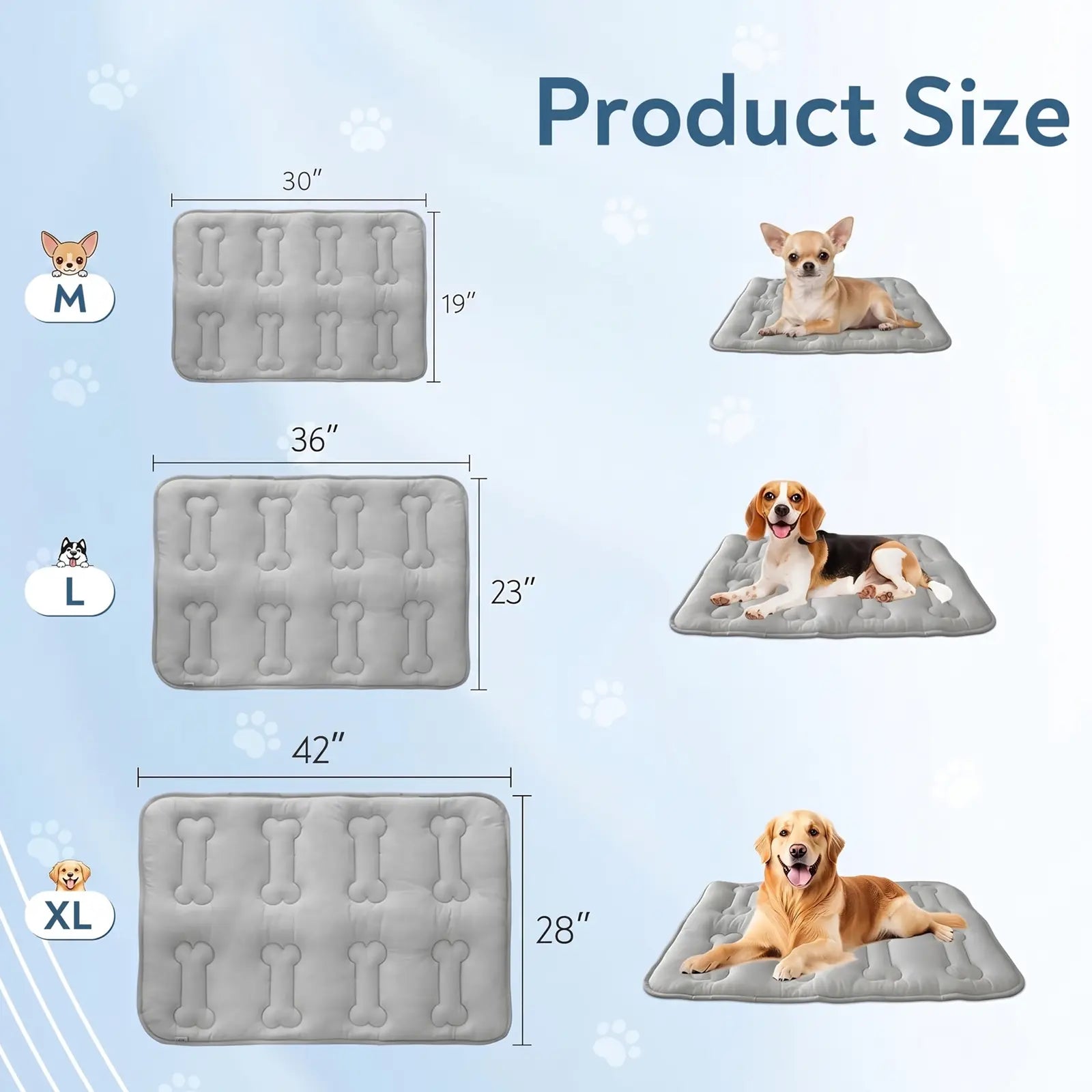 2-Pack Premium Thicker Dog Cooling Mats for Pets, Durable Non-Slip Instant Cooling Pads for Summer, Portable and Washable Indoor/Outdoor Bed for Large Dogs and Cats