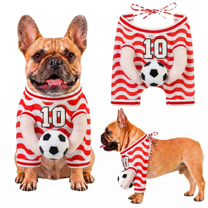 Pet Clothes, Dog Clothes, Cute Photo-Ready Breathable Summer Outfit for Small/Medium Pets. Fun Dog Costume with Stuffed Ball and Faux Hands.